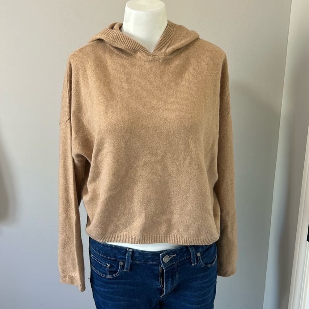 CRUSH Cashmere TALLIN HOODIE Tan Cropped Sweater Jumper Sz 0 XS